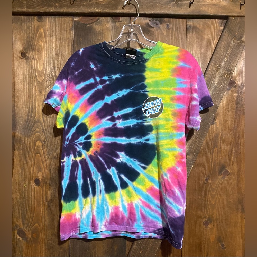 5/$15 Women's Small Santa Cruz Skateboards Multi-Color Tie-Dye Short Sleeve Tee